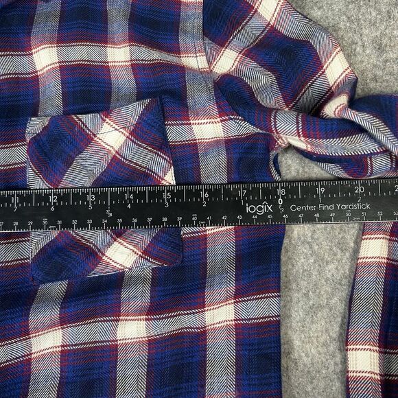 Rails Top Womens Small Button Down Plaid Red Blue Shirt Rayon Flannel Casual - Picture 9 of 9